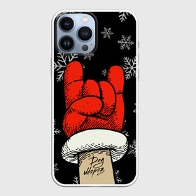Чехол для iPhone 13 Pro Max с принтом Рок Дед Мороз в Петрозаводске,  |  | Тематика изображения на принте: happy new year | santa | дед мороз | каникулы | мороз | новогодний свитер | новый год | оливье | праздник | рождество | санта клаус | свитер новогодний | снег | снегурочка | снежинки