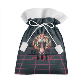 Подарочный 3D мешок с принтом Злой тигр Angry Tiger в Петрозаводске, 100% полиэстер | Размер: 29*39 см | 1996 | агрессивный | большая кошка | голова | злой | клыки | кошка | крупная кошка | лев | тигр