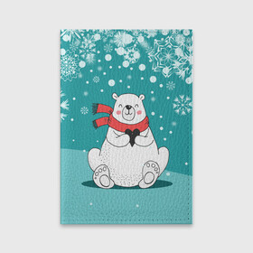 Обложка для паспорта матовая кожа с принтом North bear в Петрозаводске, натуральная матовая кожа | размер 19,3 х 13,7 см; прозрачные пластиковые крепления | happy new year | santa | дед мороз | каникулы | мороз | новогодний свитер | новый год | оливье | праздник | рождество | санта клаус | свитер новогодний | снег | снегурочка | снежинки