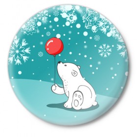 Значок с принтом North bear в Петрозаводске,  металл | круглая форма, металлическая застежка в виде булавки | happy new year | santa | дед мороз | каникулы | мороз | новогодний свитер | новый год | оливье | праздник | рождество | санта клаус | свитер новогодний | снег | снегурочка | снежинки