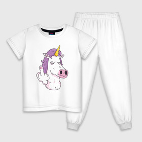 Детская пижама хлопок с принтом Злой Единорог в Петрозаводске, 100% хлопок |  брюки и футболка прямого кроя, без карманов, на брюках мягкая резинка на поясе и по низу штанин
 | angry | angry unicorn | unicorn | единорог | злой | злой единорог | радуга