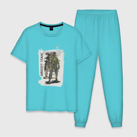 Мужская пижама хлопок с принтом Airsoft team в Петрозаводске, 100% хлопок | брюки и футболка прямого кроя, без карманов, на брюках мягкая резинка на поясе и по низу штанин
 | airsoft | оружие | снаряжение | страйкбол
