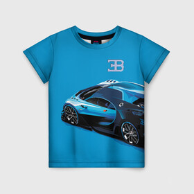 Детская футболка 3D с принтом Bugatti в Петрозаводске, 100% гипоаллергенный полиэфир | прямой крой, круглый вырез горловины, длина до линии бедер, чуть спущенное плечо, ткань немного тянется | bugatti | car | italy | motorsport | prestige | автомобиль | автоспорт | бугатти | италия | престиж