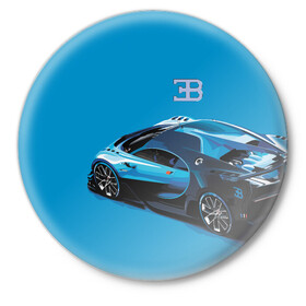 Значок с принтом Bugatti в Петрозаводске,  металл | круглая форма, металлическая застежка в виде булавки | bugatti | car | italy | motorsport | prestige | автомобиль | автоспорт | бугатти | италия | престиж