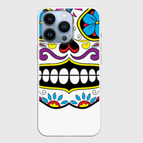 Чехол для iPhone 13 Pro с принтом Skull   сахарный череп в Петрозаводске,  |  | calavera | day of the dead | dia de los muertos | halloween | skull | sugar skull | готика | день мертвых | колдовство | мексиканский череп | мистика | подарок | сахарный череп | цветы | череп