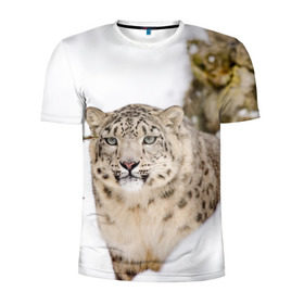 Мужская футболка 3D спортивная с принтом Ирбис в Петрозаводске, 100% полиэстер с улучшенными характеристиками | приталенный силуэт, круглая горловина, широкие плечи, сужается к линии бедра | Тематика изображения на принте: snow leopard | барс | барсы | животное | животные | звери | зверь | зима | зимы | ирбис | киски | кот | коты | кошачьи | кошка | кошки | мохнатые | мохнатый | пятнистые | пятнистый | снег | снежный