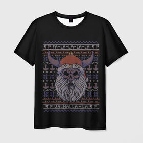 Мужская футболка 3D с принтом Vikings Xmas Sweater в Петрозаводске, 100% полиэфир | прямой крой, круглый вырез горловины, длина до линии бедер | christmas | king | new | ragnar | skandinavia | snow | snowflakes | valhalla | vikings | xmas | year | вальхалла | викинги | год | король | новый | рагнар | рождество | скандинавия | снег