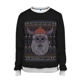 Женский свитшот 3D с принтом Vikings Xmas Sweater в Петрозаводске, 100% полиэстер с мягким внутренним слоем | круглый вырез горловины, мягкая резинка на манжетах и поясе, свободная посадка по фигуре | christmas | king | new | ragnar | skandinavia | snow | snowflakes | valhalla | vikings | xmas | year | вальхалла | викинги | год | король | новый | рагнар | рождество | скандинавия | снег