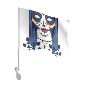 Флаг для автомобиля с принтом Мексиканский сахарный череп в Петрозаводске, 100% полиэстер | Размер: 30*21 см | day of the dead | dia de los muertos | gothic | halloween | skull | sugar skull | готика | день мертвых | женский череп | мексиканский череп | мистика | подарок | сахарный череп | хэллоуин