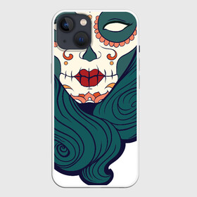 Чехол для iPhone 13 с принтом Мексиканский сахарный череп в Петрозаводске,  |  | day of the dead | dia de los muertos | gothic | halloween | skull | sugar skull | готика | день мертвых | женский череп | мексиканский череп | мистика | подарок | сахарный череп | хэллоуин