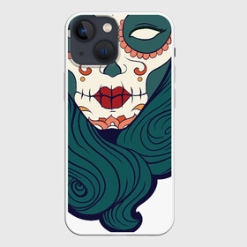 Чехол для iPhone 13 mini с принтом Мексиканский сахарный череп в Петрозаводске,  |  | day of the dead | dia de los muertos | gothic | halloween | skull | sugar skull | готика | день мертвых | женский череп | мексиканский череп | мистика | подарок | сахарный череп | хэллоуин