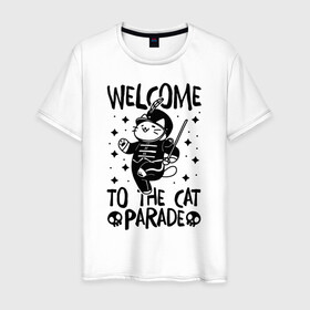 Мужская футболка хлопок с принтом Welcome to the cat parade в Петрозаводске, 100% хлопок | прямой крой, круглый вырез горловины, длина до линии бедер, слегка спущенное плечо. | gerard way | mcr | my chemical romance | альтернативный | группа | джерард уэй | май кемикал романс | мкр | мой химический роман | мхр | мцр | панк | поп | поппанк | рок | рэй торо