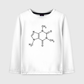Детский лонгслив хлопок с принтом Кофеин в Петрозаводске, 100% хлопок | круглый вырез горловины, полуприлегающий силуэт, длина до линии бедер | cofe | coffe | coffee | кофе | кофеин