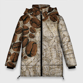 Женская зимняя куртка 3D с принтом Кофейные зёрна (вышивка) в Петрозаводске, верх — 100% полиэстер; подкладка — 100% полиэстер; утеплитель — 100% полиэстер | длина ниже бедра, силуэт Оверсайз. Есть воротник-стойка, отстегивающийся капюшон и ветрозащитная планка. 

Боковые карманы с листочкой на кнопках и внутренний карман на молнии | brown | coffee | coffee beans | drink. | embroidery | grains | вышивка | зёрна | коричневый | кофе | кофейные зёрна | напитки | напиток