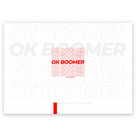 Поздравительная открытка с принтом Ok boomer 3D в Петрозаводске, 100% бумага | плотность бумаги 280 г/м2, матовая, на обратной стороне линовка и место для марки
 | boomer | casual | ok | ok boomer | бумер | зумеры | ок | ок бумер | хорошо