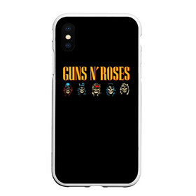 Чехол для iPhone XS Max матовый с принтом Guns n roses в Петрозаводске, Силикон | Область печати: задняя сторона чехла, без боковых панелей | axl rose | geffen records | gnr | guns | rock | roses | slash | гансы | пистолеты | розы | рок | слеш | эксл роуз