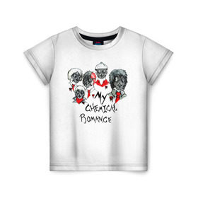Детская футболка 3D с принтом My Chemical Romance в Петрозаводске, 100% гипоаллергенный полиэфир | прямой крой, круглый вырез горловины, длина до линии бедер, чуть спущенное плечо, ткань немного тянется | 