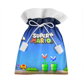 Подарочный 3D мешок с принтом Super Mario в Петрозаводске, 100% полиэстер | Размер: 29*39 см | concept art | enemies | first level | fungus | game art | kirbys adventure | luigi’s mansion | mario | mario bros | minimalism | pixels | super mario | super mario 2 | марио