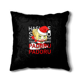 Подушка 3D с принтом Padoru Padoru в Петрозаводске, наволочка – 100% полиэстер, наполнитель – холлофайбер (легкий наполнитель, не вызывает аллергию). | состоит из подушки и наволочки. Наволочка на молнии, легко снимается для стирки | Тематика изображения на принте: hashire sori yo | padoru