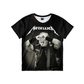 Детская футболка 3D с принтом Metallica в Петрозаводске, 100% гипоаллергенный полиэфир | прямой крой, круглый вырез горловины, длина до линии бедер, чуть спущенное плечо, ткань немного тянется | heavy metal | metal | metallica | гитара | группы | метал | металлика | музыка | рок | трэш метал | хєви метал