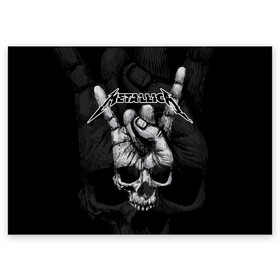 Поздравительная открытка с принтом Metallica в Петрозаводске, 100% бумага | плотность бумаги 280 г/м2, матовая, на обратной стороне линовка и место для марки
 | heavy metal | metal | metallica | гитара | группы | метал | металлика | музыка | рок | трэш метал | хєви метал