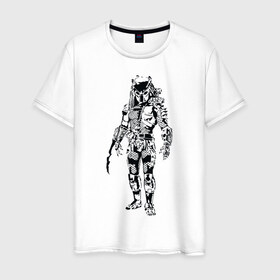 Мужская футболка хлопок с принтом Predator в Петрозаводске, 100% хлопок | прямой крой, круглый вырез горловины, длина до линии бедер, слегка спущенное плечо. | Тематика изображения на принте: alien | predator | хищник | чужой