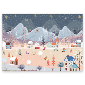Поздравительная открытка с принтом Новогодние каникулы в Петрозаводске, 100% бумага | плотность бумаги 280 г/м2, матовая, на обратной стороне линовка и место для марки
 | Тематика изображения на принте: 2020 | елка | елки | елочные игрушки | зима | зимняя | игрушки | мороз | новогодняя | новый год | новый год 2020 | рождество | рябина | снег | холод