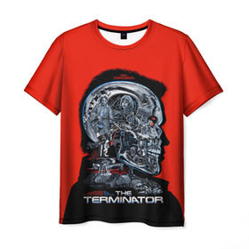 Мужская футболка 3D с принтом The Terminator в Петрозаводске, 100% полиэфир | прямой крой, круглый вырез горловины, длина до линии бедер | arnold | connor | john | robot | schwarzenegger | skynet | t 800 | terminator | арнольд | джон | коннор | ликвидатор | небесная | робот | сеть | скайнет | терминатор | шварценеггер