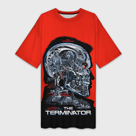 Платье-футболка 3D с принтом The Terminator в Петрозаводске,  |  | arnold | connor | john | robot | schwarzenegger | skynet | t 800 | terminator | арнольд | джон | коннор | ликвидатор | небесная | робот | сеть | скайнет | терминатор | шварценеггер