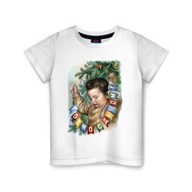 Детская футболка хлопок с принтом Говно с дымом в Петрозаводске, 100% хлопок | круглый вырез горловины, полуприлегающий силуэт, длина до линии бедер | буквы | гирлянда | дым | ёлка | мальчик | новый год | флажки