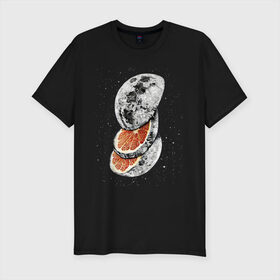 Мужская футболка премиум с принтом Lunar Fruit #2 в Петрозаводске, 92% хлопок, 8% лайкра | приталенный силуэт, круглый вырез ворота, длина до линии бедра, короткий рукав | cosmos | lunar fruit | moon | space | star | звезды | космос | луна | фрукты