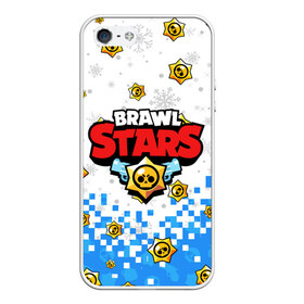 Чехол для iPhone 5/5S матовый с принтом НОВОГОДНИЙ BRAWL STARS в Петрозаводске, Силикон | Область печати: задняя сторона чехла, без боковых панелей | 8 bit | 8 бит. | 8bit | brawl stars | brawl stars новогодний | colt | crow | leon | penny | poco | shelly | spike | wanted | брав | бравл старс | звезды | леон | новый год | старс