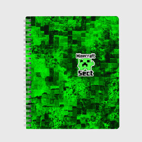 Тетрадь с принтом Minecraft в Петрозаводске, 100% бумага | 48 листов, плотность листов — 60 г/м2, плотность картонной обложки — 250 г/м2. Листы скреплены сбоку удобной пружинной спиралью. Уголки страниц и обложки скругленные. Цвет линий — светло-серый
 | game | minecraft | mojang ab | sect | игра | инди | майнкрафт | майнкрафт секта | секта