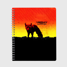 Тетрадь с принтом The Prodigy в Петрозаводске, 100% бумага | 48 листов, плотность листов — 60 г/м2, плотность картонной обложки — 250 г/м2. Листы скреплены сбоку удобной пружинной спиралью. Уголки страниц и обложки скругленные. Цвет линий — светло-серый
 | day | enemy | people | prodigy | the day is my enemy | the prodigy | продиджи