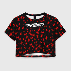 Женская футболка Crop-top 3D с принтом The Prodigy + Спина в Петрозаводске, 100% полиэстер | круглая горловина, длина футболки до линии талии, рукава с отворотами | die | flint | invaders must die | inviders | keith | keith charles flint | must | prodigy | the prodigy | кит | кит чарльз флинт | продиджи | флинт