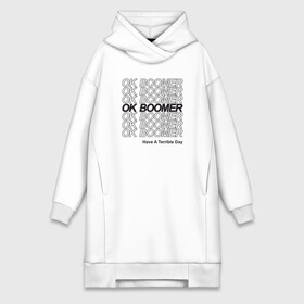 Платье-худи хлопок с принтом OK BOOMER (BLACK) в Петрозаводске,  |  | boomer | boomers | generation | internet | meme | ok | ok boomer | young | бумеры | зумеры | интернет | мем | молодежь | ок | ок бумер | окей бумер | поколение