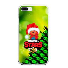 Чехол для iPhone 7Plus/8 Plus матовый с принтом BRAWL STARS LEON НОВОГОДНИЙ в Петрозаводске, Силикон | Область печати: задняя сторона чехла, без боковых панелей | brawl stars | leon | moba | бравл старс | жанр | игра | леон | лого | логотип | надпись