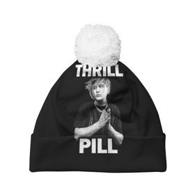 Шапка 3D c помпоном с принтом Thrill pill в Петрозаводске, 100% полиэстер | универсальный размер, печать по всей поверхности изделия | Тематика изображения на принте: pill | thrill | thrill pill | пилл | тимур самедов | трилл | трилл пилл