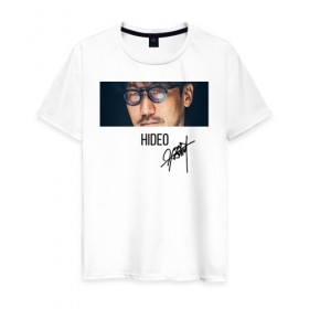 Мужская футболка хлопок с принтом Хидео Кодзима (HIDEO) в Петрозаводске, 100% хлопок | прямой крой, круглый вырез горловины, длина до линии бедер, слегка спущенное плечо. | 