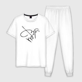 Мужская пижама хлопок с принтом Автограф Джонни Деппа в Петрозаводске, 100% хлопок | брюки и футболка прямого кроя, без карманов, на брюках мягкая резинка на поясе и по низу штанин
 | 