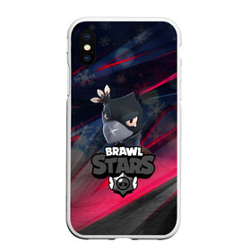 Чехол для iPhone XS Max матовый с принтом Brawl Stars CROW SNOW в Петрозаводске, Силикон | Область печати: задняя сторона чехла, без боковых панелей | Тематика изображения на принте: 2020 | android | background | brawl stars | crow | games | leon | mobile game | stars | бравл старс | ворон | игры | леон | мобильные игры | синий | снег | снежинки | текстура | фон