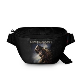 Поясная сумка 3D с принтом Disturbed в Петрозаводске, 100% полиэстер | плотная ткань, ремень с регулируемой длиной, внутри несколько карманов для мелочей, основное отделение и карман с обратной стороны сумки застегиваются на молнию | asylum | disturbed | heavy metal | immortalized | the guy | the lost children | группы | метал | рок