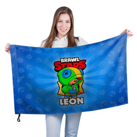 Флаг 3D с принтом BRAWL STARS LEON в Петрозаводске, 100% полиэстер | плотность ткани — 95 г/м2, размер — 67 х 109 см. Принт наносится с одной стороны | brawl stars | brawl stars leon | brawler | leon | бравл старз | бравлер | леон