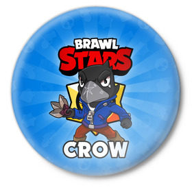 Значок с принтом BRAWL STARS CROW в Петрозаводске,  металл | круглая форма, металлическая застежка в виде булавки | brawl stars | brawl stars crow | brawler | crow | бравл старз | бравлер | ворон