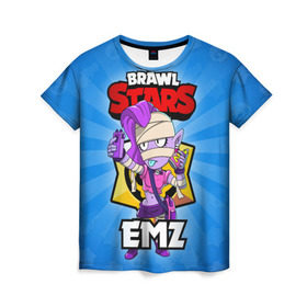 Женская футболка 3D с принтом BRAWL STARS EMZ в Петрозаводске, 100% полиэфир ( синтетическое хлопкоподобное полотно) | прямой крой, круглый вырез горловины, длина до линии бедер | brawl stars | brawl stars emz | brawler | emz | бравл старз | бравлер | эмз