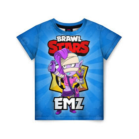 Детская футболка 3D с принтом BRAWL STARS EMZ в Петрозаводске, 100% гипоаллергенный полиэфир | прямой крой, круглый вырез горловины, длина до линии бедер, чуть спущенное плечо, ткань немного тянется | brawl stars | brawl stars emz | brawler | emz | бравл старз | бравлер | эмз