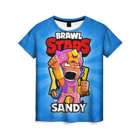 Женская футболка 3D с принтом BRAWL STARS SANDY в Петрозаводске, 100% полиэфир ( синтетическое хлопкоподобное полотно) | прямой крой, круглый вырез горловины, длина до линии бедер | brawl stars | brawl stars sandy | brawler | sandy | бравл старз | бравлер | сэнди