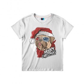 Детская футболка 3D с принтом Мопс Санта в Петрозаводске, 100% гипоаллергенный полиэфир | прямой крой, круглый вырез горловины, длина до линии бедер, чуть спущенное плечо, ткань немного тянется | 2020 | christmas | happy | merry | new year | pug | в подарок | мопс | новый год | пёс | поздравить | рождество | с наступающим | с новым годом | с рождеством | санта | собака | щенок