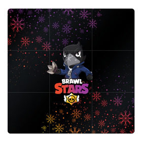 Магнитный плакат 3Х3 с принтом Новогодний Brawl Stars CROW в Петрозаводске, Полимерный материал с магнитным слоем | 9 деталей размером 9*9 см | brawl | brawl stars | crow | leon | stars | бравл | бравл старс | браво старс | игра | компьютерная | кров | леон | новогодний | новый год | онлайн | с новым годом | снежинки | старс