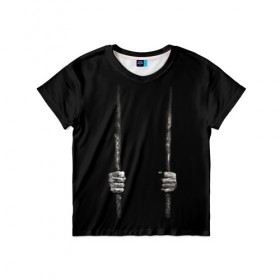 Детская футболка 3D с принтом Взаперти в Петрозаводске, 100% гипоаллергенный полиэфир | прямой крой, круглый вырез горловины, длина до линии бедер, чуть спущенное плечо, ткань немного тянется | Тематика изображения на принте: в темноте | взаперти | руки | тьма